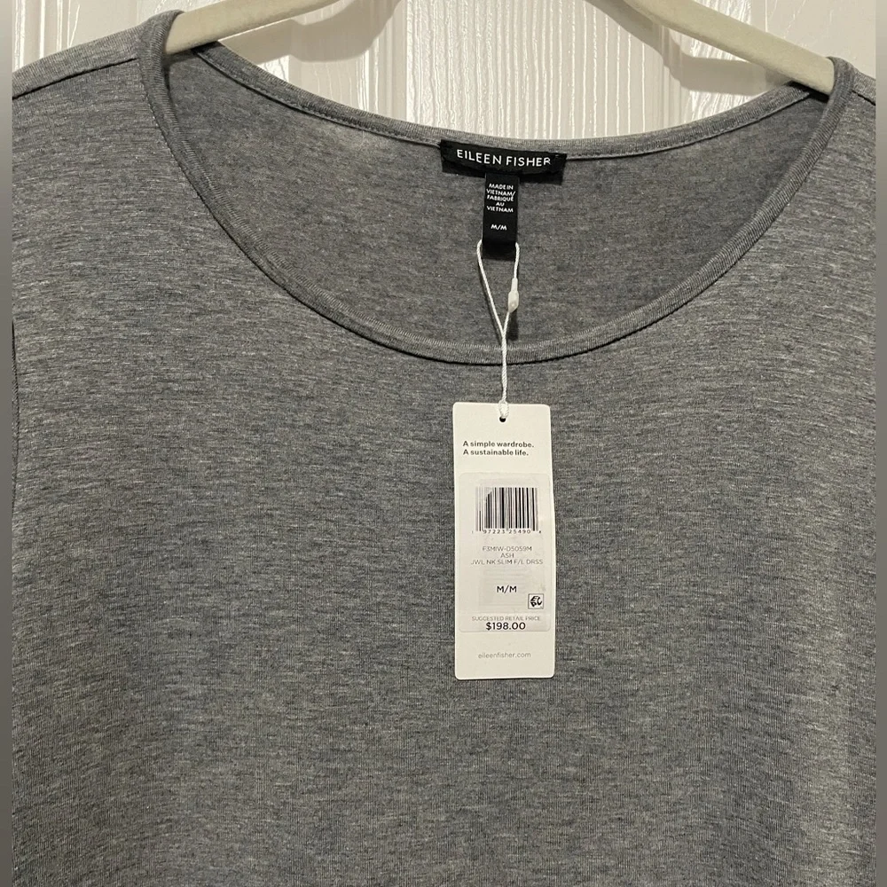 NWT Eileen Fisher Fine Jersey Jewel Neck Dress - Picture 8 of 8